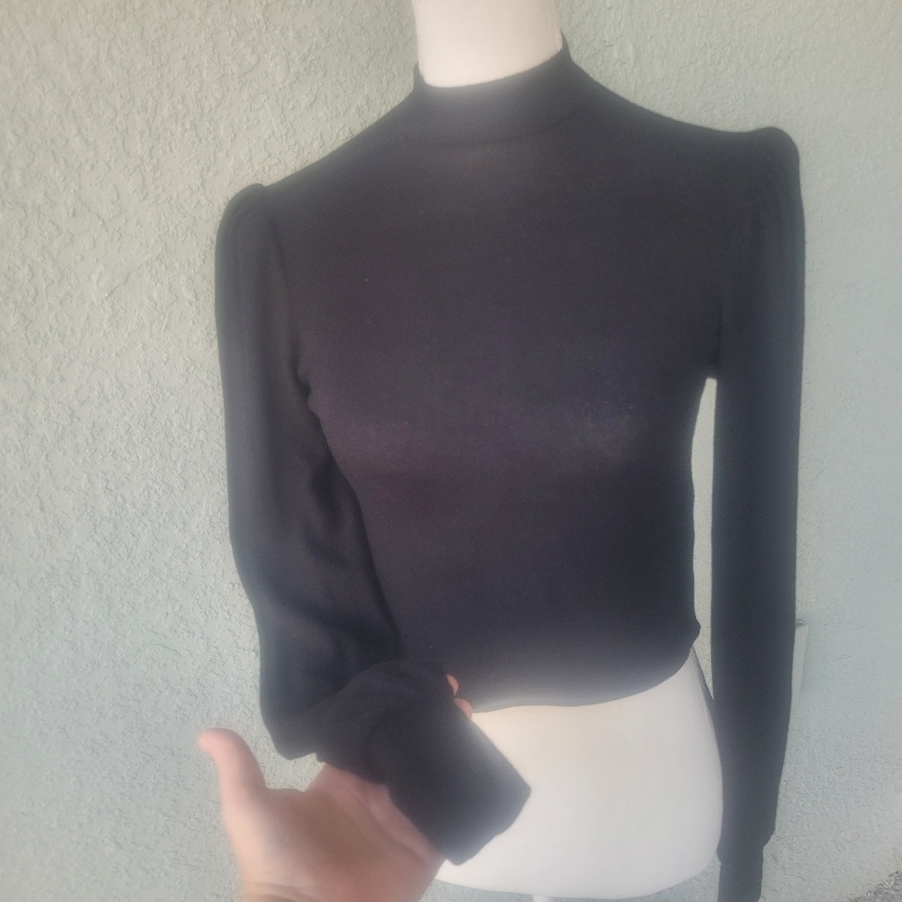 Reformation Black Long Sleeve Cydney Top